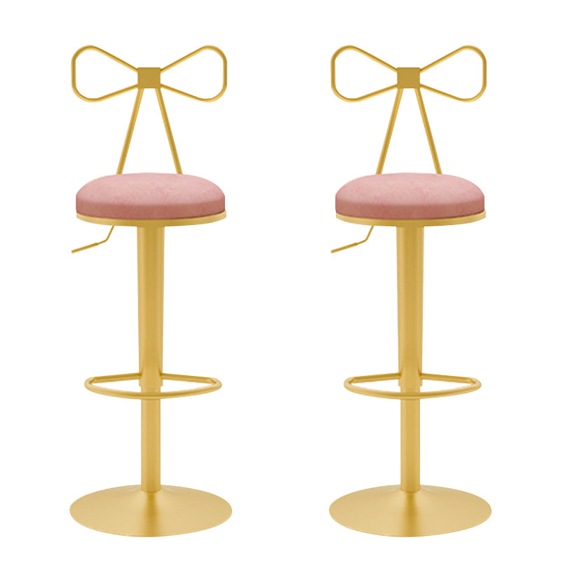 Glam Liftable Backrest Counter Stool Iron Household Bar Stool with Cushion