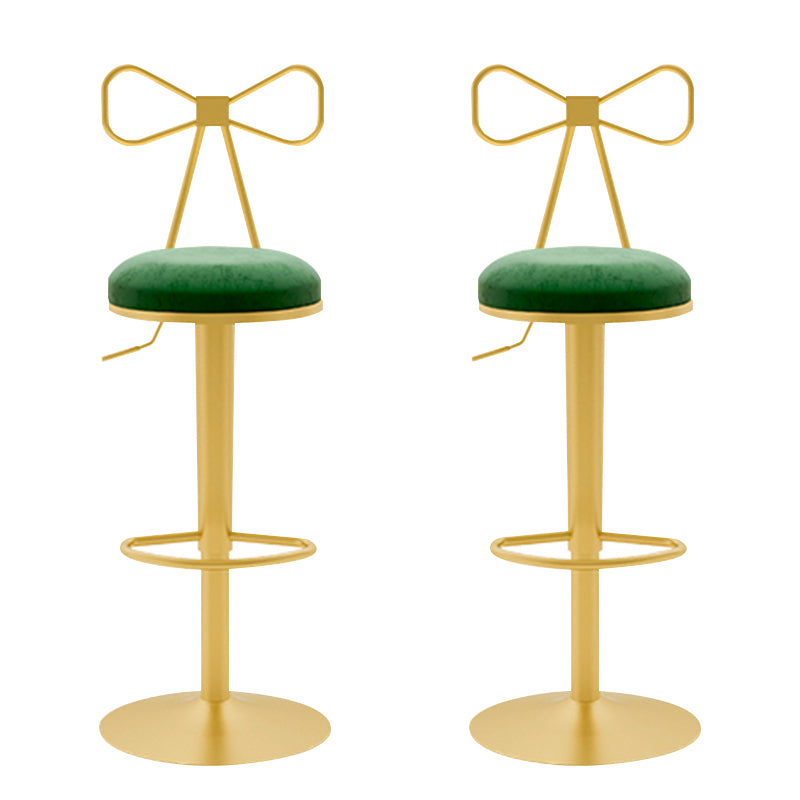 Glam Liftable Backrest Counter Stool Iron Household Bar Stool with Cushion