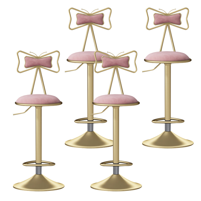 Glam Liftable Backrest Counter Stool Iron Household Bar Stool with Cushion