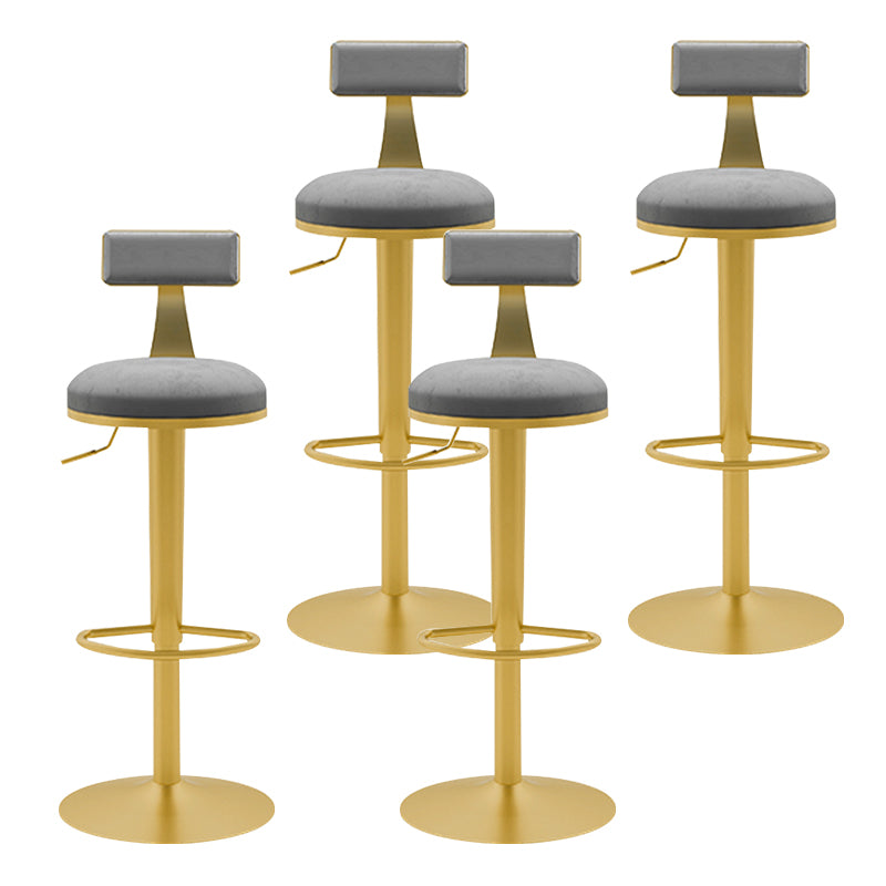 Glam Liftable Backrest Counter Stool Iron Household Bar Stool with Cushion