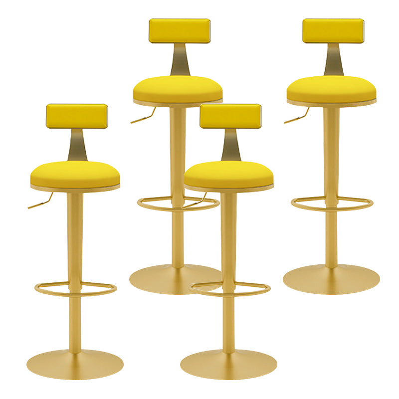 Glam Liftable Backrest Counter Stool Iron Household Bar Stool with Cushion