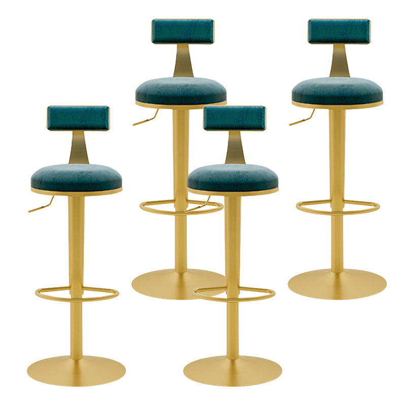 Glam Liftable Backrest Counter Stool Iron Household Bar Stool with Cushion