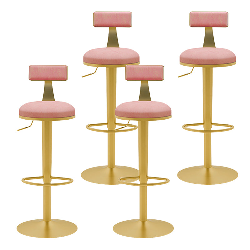 Glam Liftable Backrest Counter Stool Iron Household Bar Stool with Cushion