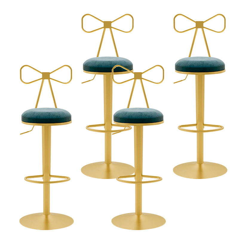 Glam Liftable Backrest Counter Stool Iron Household Bar Stool with Cushion