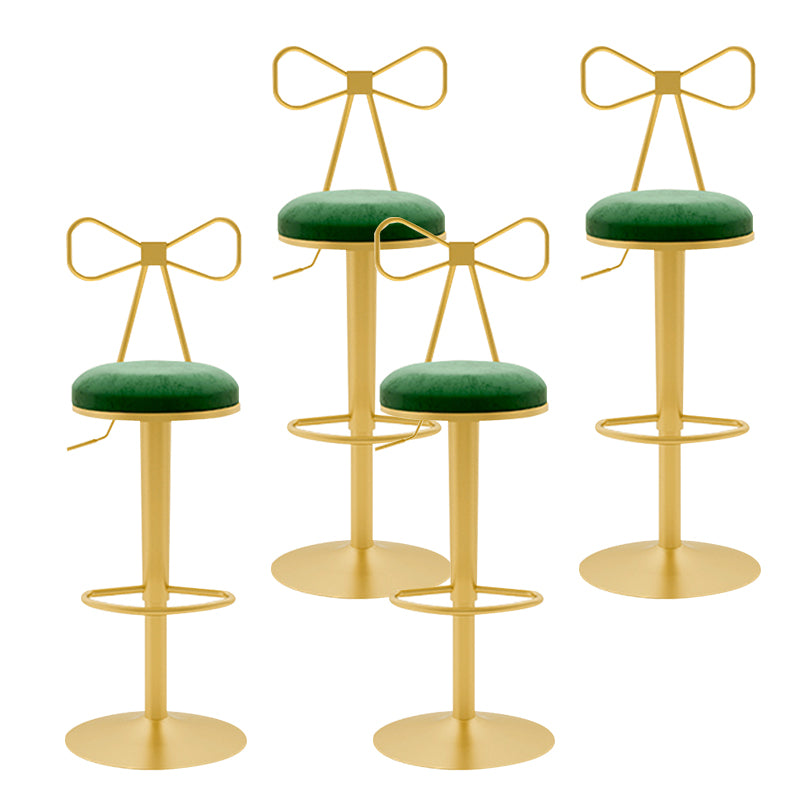 Glam Liftable Backrest Counter Stool Iron Household Bar Stool with Cushion