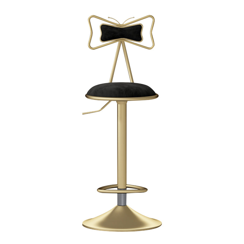 Glam Liftable Backrest Counter Stool Iron Household Bar Stool with Cushion