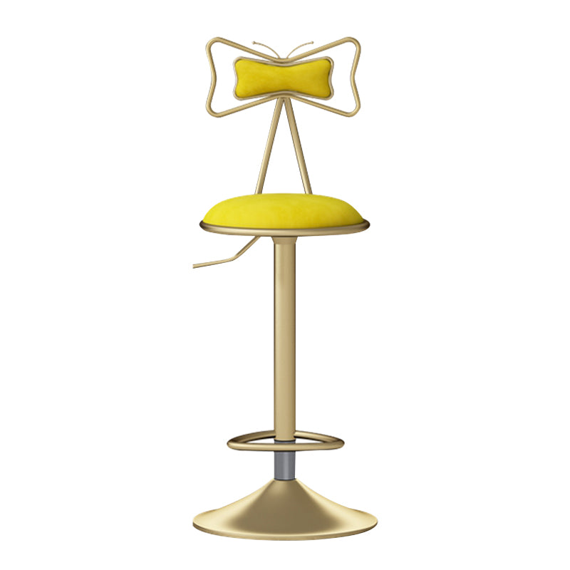 Glam Liftable Backrest Counter Stool Iron Household Bar Stool with Cushion
