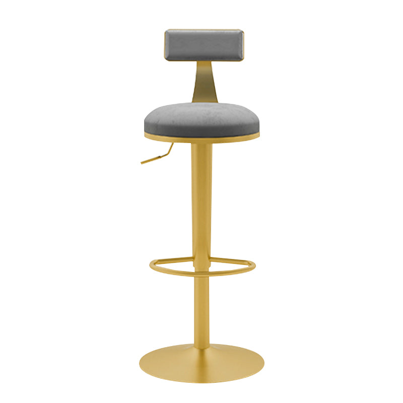 Glam Liftable Backrest Counter Stool Iron Household Bar Stool with Cushion