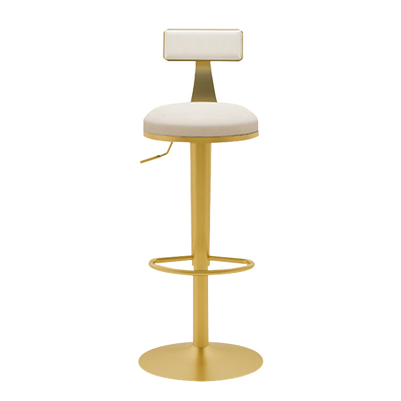Glam Liftable Backrest Counter Stool Iron Household Bar Stool with Cushion