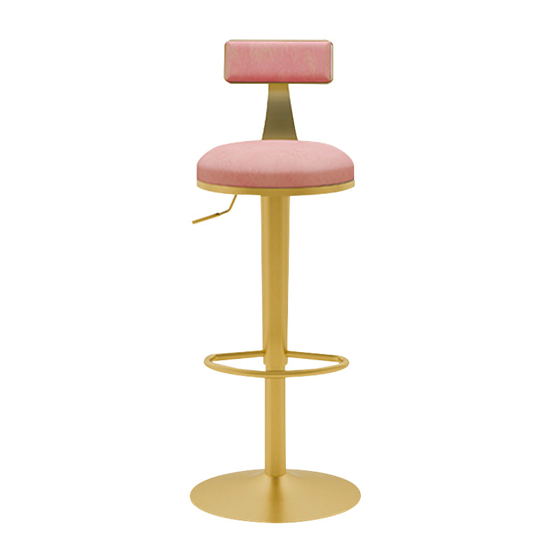 Glam Liftable Backrest Counter Stool Iron Household Bar Stool with Cushion