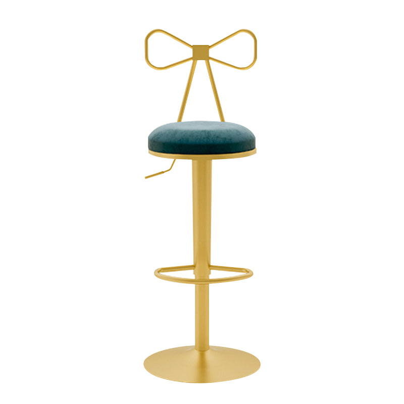 Glam Liftable Backrest Counter Stool Iron Household Bar Stool with Cushion