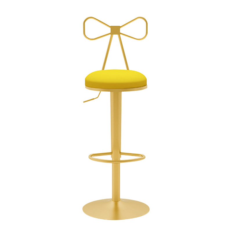 Glam Liftable Backrest Counter Stool Iron Household Bar Stool with Cushion