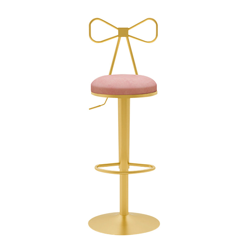 Glam Liftable Backrest Counter Stool Iron Household Bar Stool with Cushion