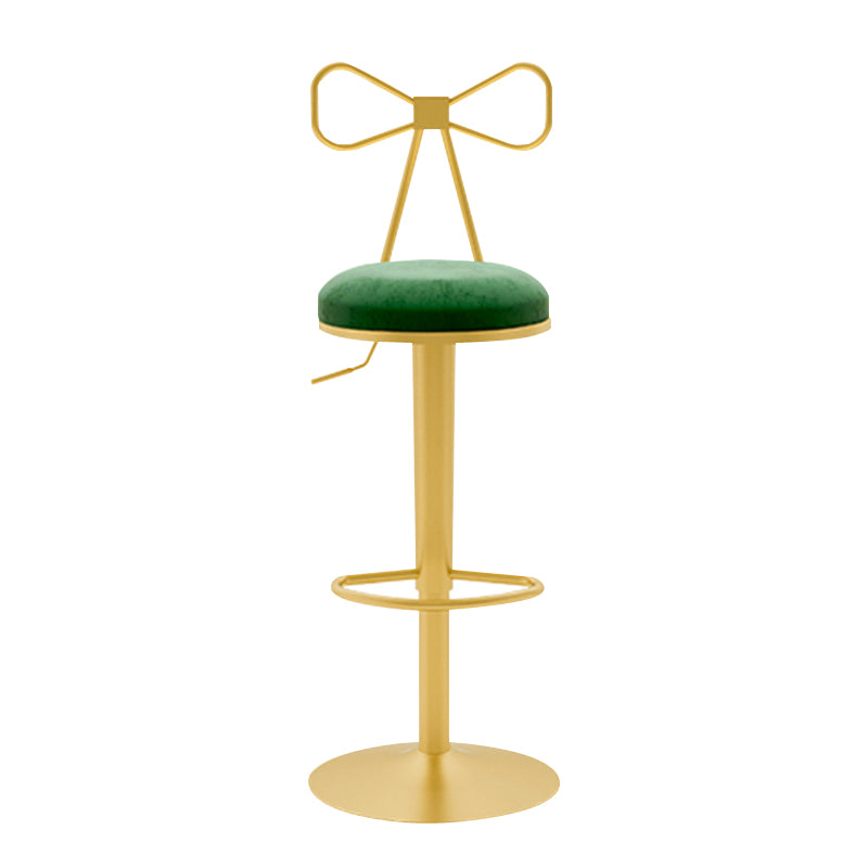 Glam Liftable Backrest Counter Stool Iron Household Bar Stool with Cushion