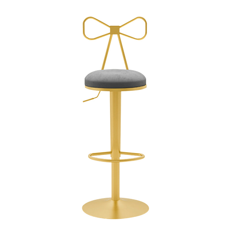 Glam Liftable Backrest Counter Stool Iron Household Bar Stool with Cushion