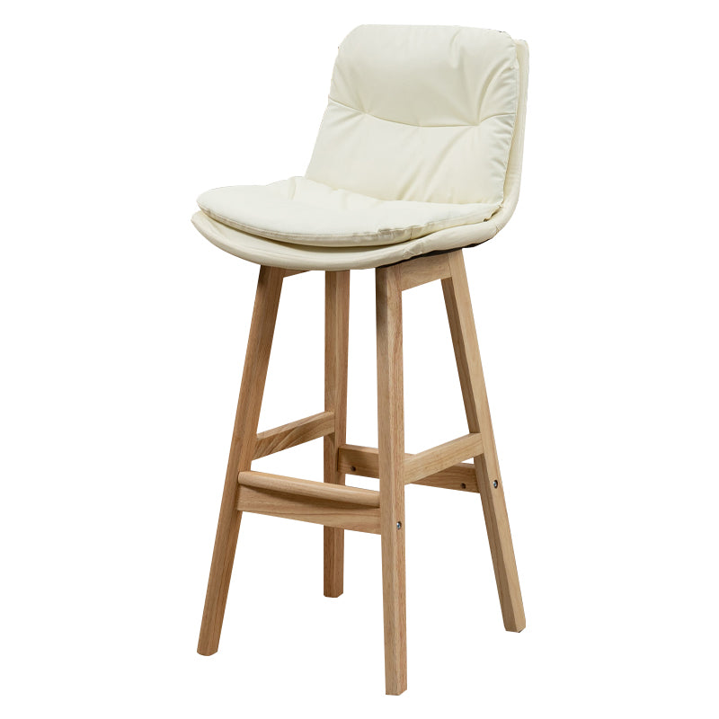 Barhocker aus Leder mit niedriger Rückenlehne, moderner Tresenhocker für den Innenbereich mit Holzbeinen