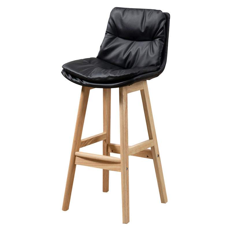 Leren emmer barkruk lage rug moderne binnenkruk met houten poten
