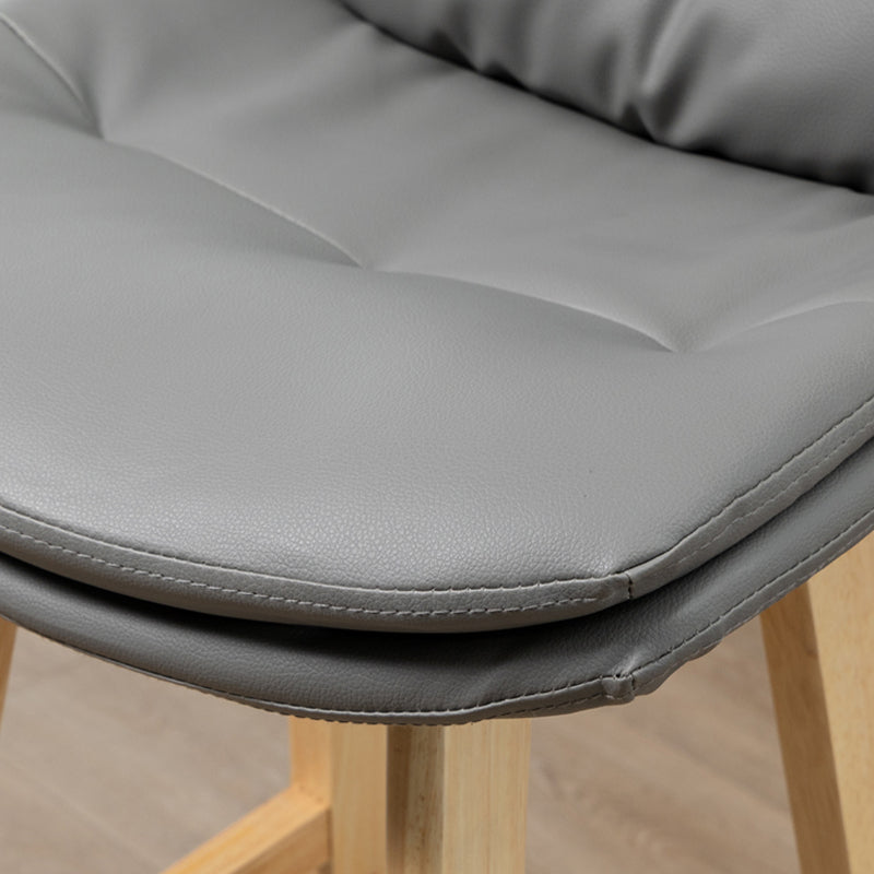 Barhocker aus Leder mit niedriger Rückenlehne, moderner Tresenhocker für den Innenbereich mit Holzbeinen