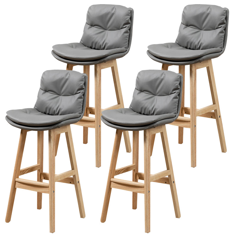 Leren emmer barkruk lage rug moderne binnenkruk met houten poten