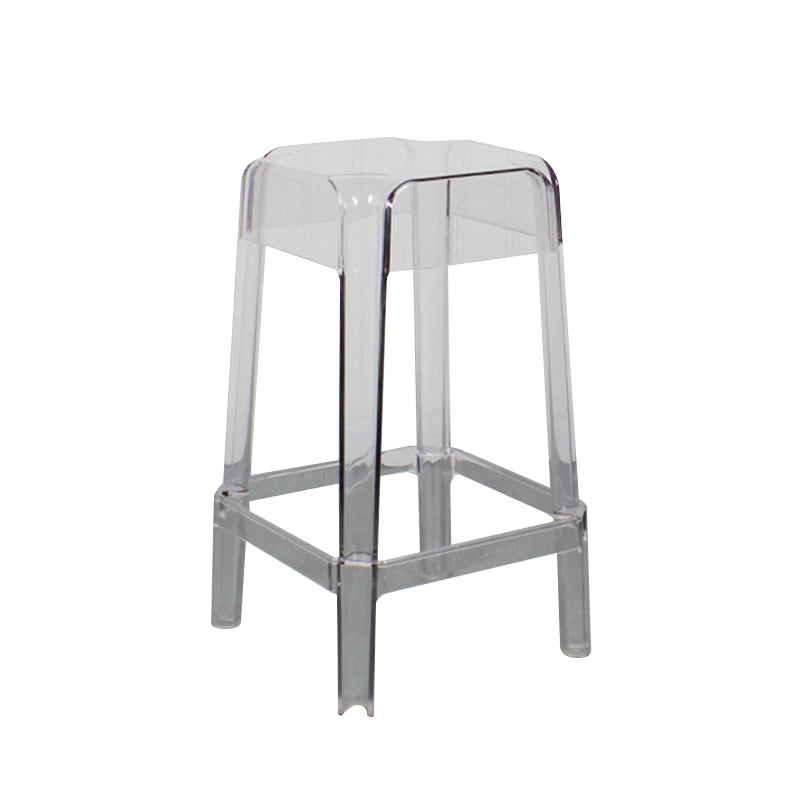 Taburete de bar de plástico sin respaldo moderno, reposapiés, taburete interior apilable cuadrado