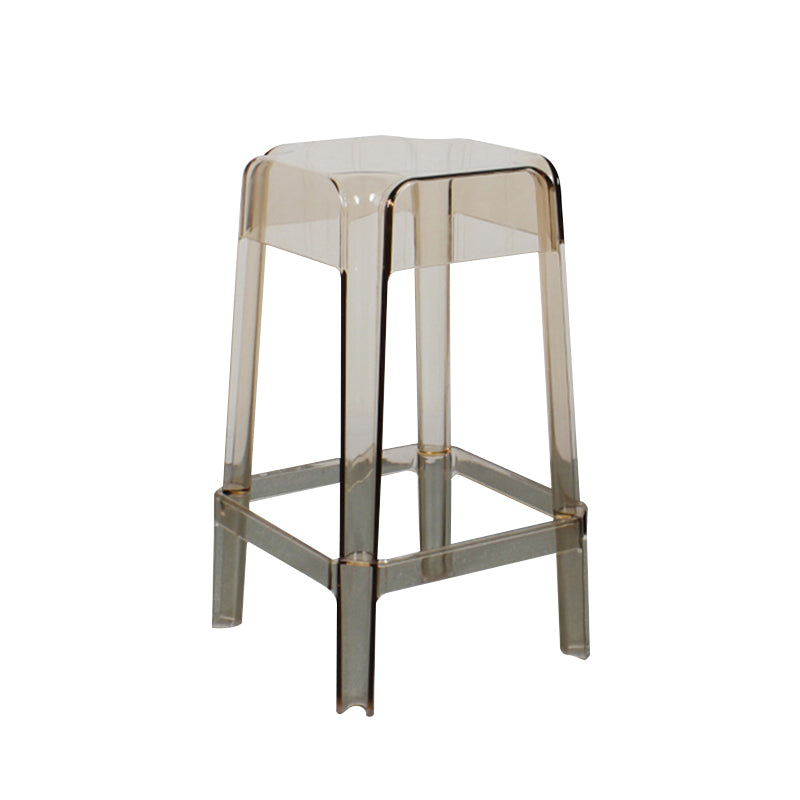 Taburete de bar de plástico sin respaldo moderno, reposapiés, taburete interior apilable cuadrado