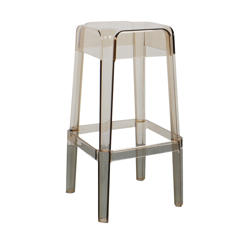 Taburete de bar de plástico sin respaldo moderno, reposapiés, taburete interior apilable cuadrado