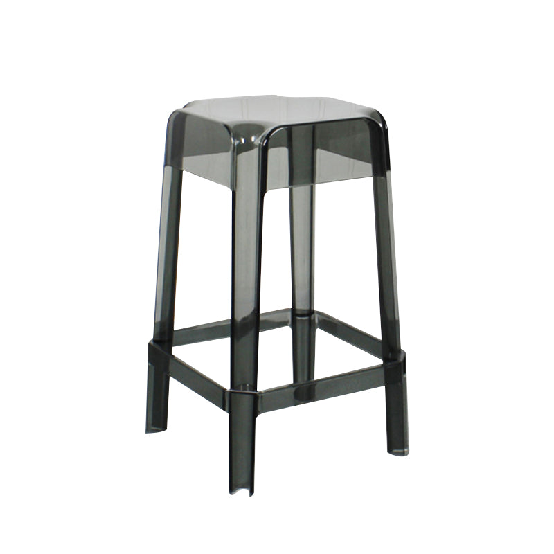 Taburete de bar de plástico sin respaldo moderno, reposapiés, taburete interior apilable cuadrado