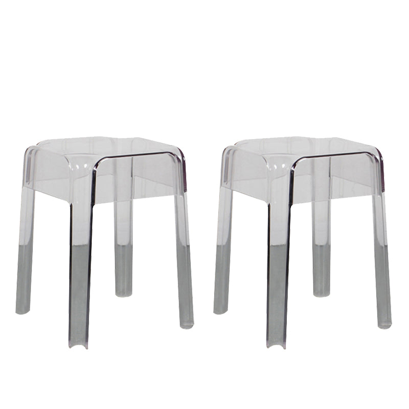 Taburete de bar de plástico sin respaldo moderno, reposapiés, taburete interior apilable cuadrado