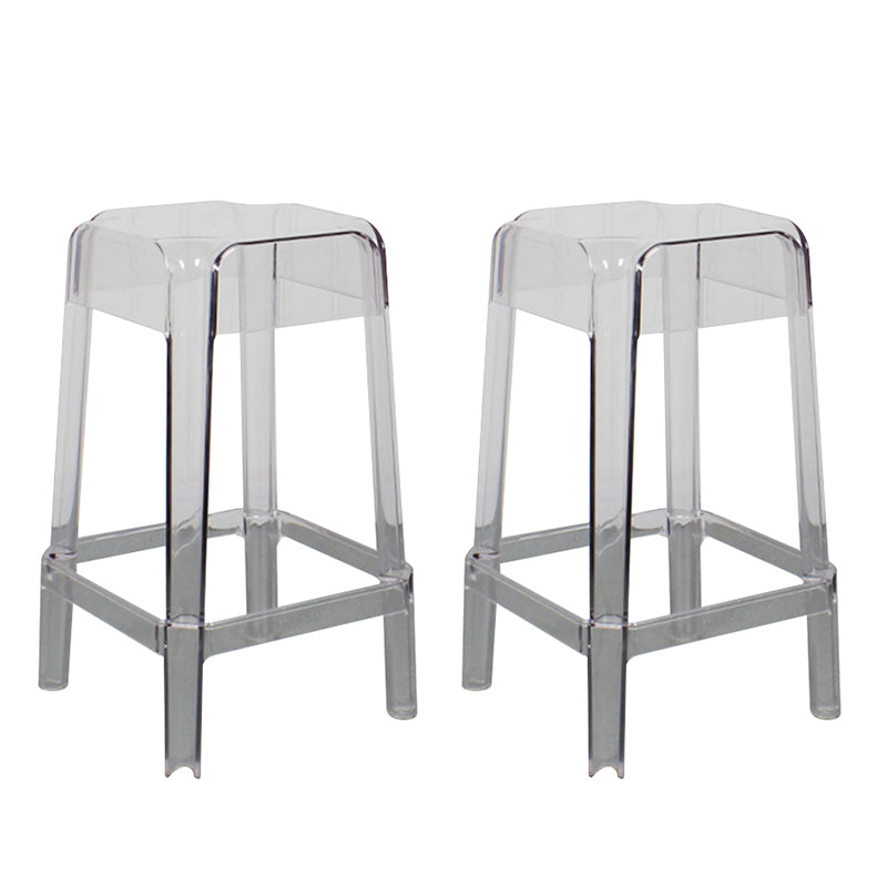 Taburete de bar de plástico sin respaldo moderno, reposapiés, taburete interior apilable cuadrado