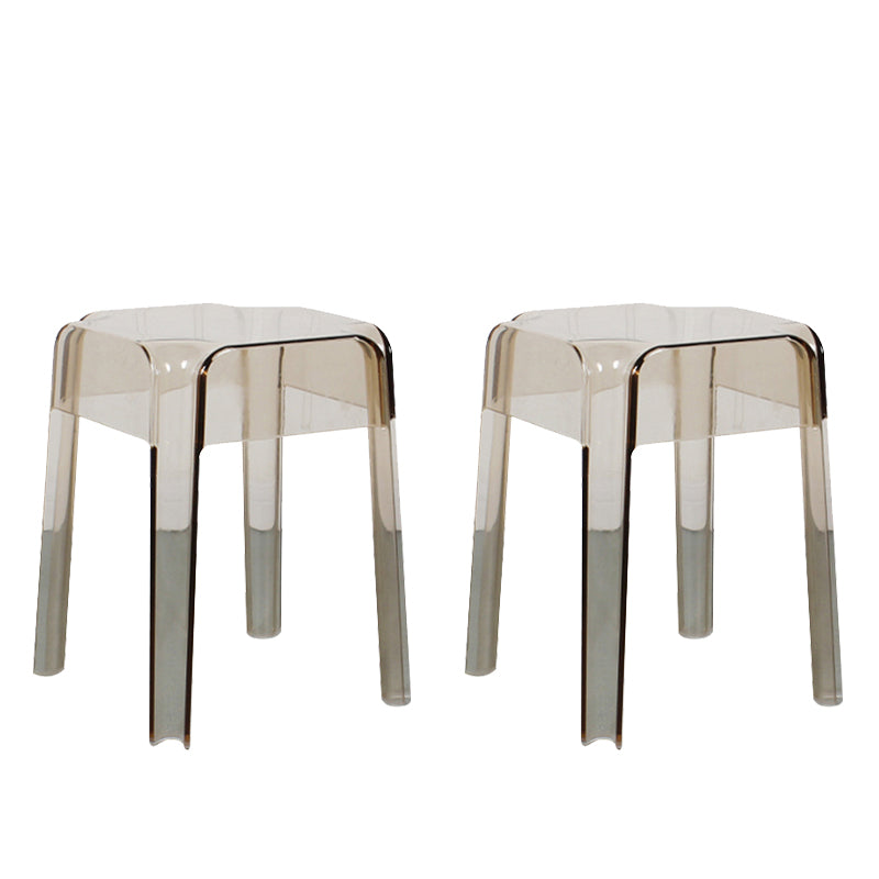 Taburete de bar de plástico sin respaldo moderno, reposapiés, taburete interior apilable cuadrado