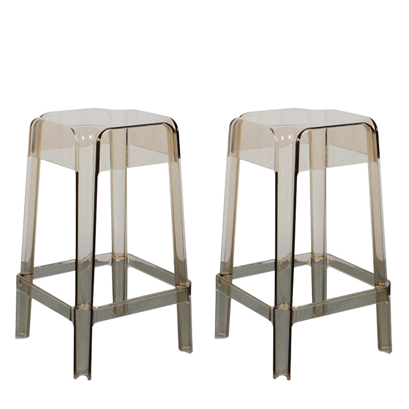 Taburete de bar de plástico sin respaldo moderno, reposapiés, taburete interior apilable cuadrado
