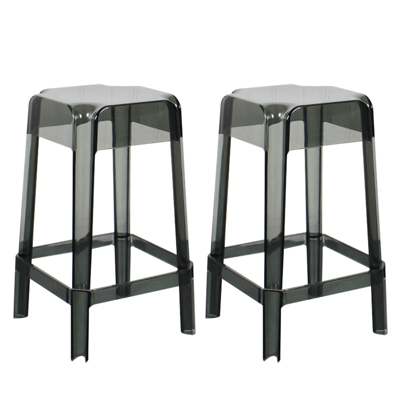 Taburete de bar de plástico sin respaldo moderno, reposapiés, taburete interior apilable cuadrado