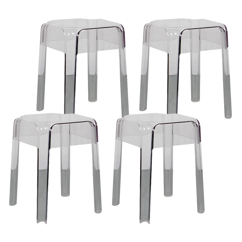 Taburete de bar de plástico sin respaldo moderno, reposapiés, taburete interior apilable cuadrado