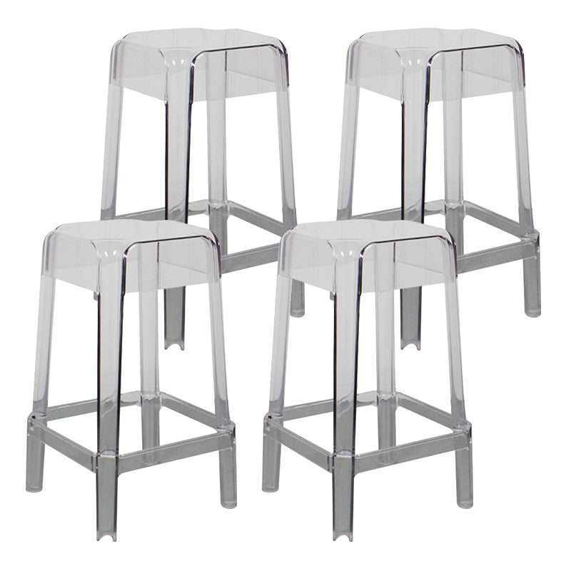 Taburete de bar de plástico sin respaldo moderno, reposapiés, taburete interior apilable cuadrado