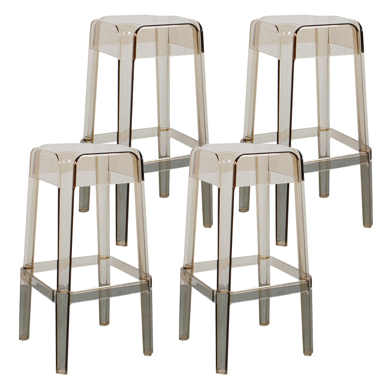 Taburete de bar de plástico sin respaldo moderno, reposapiés, taburete interior apilable cuadrado