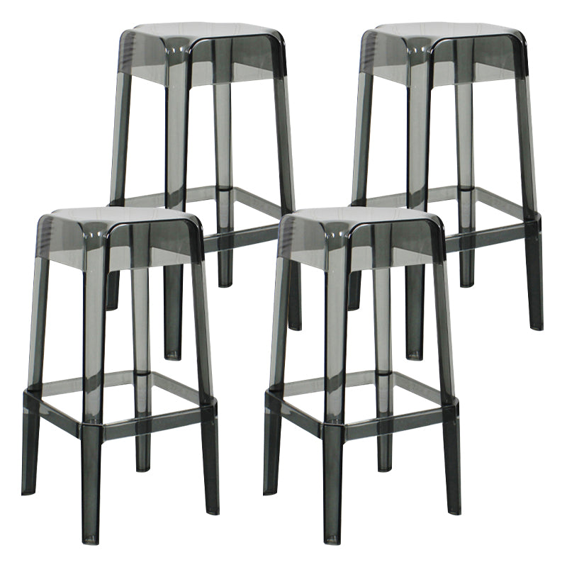 Taburete de bar de plástico sin respaldo moderno, reposapiés, taburete interior apilable cuadrado