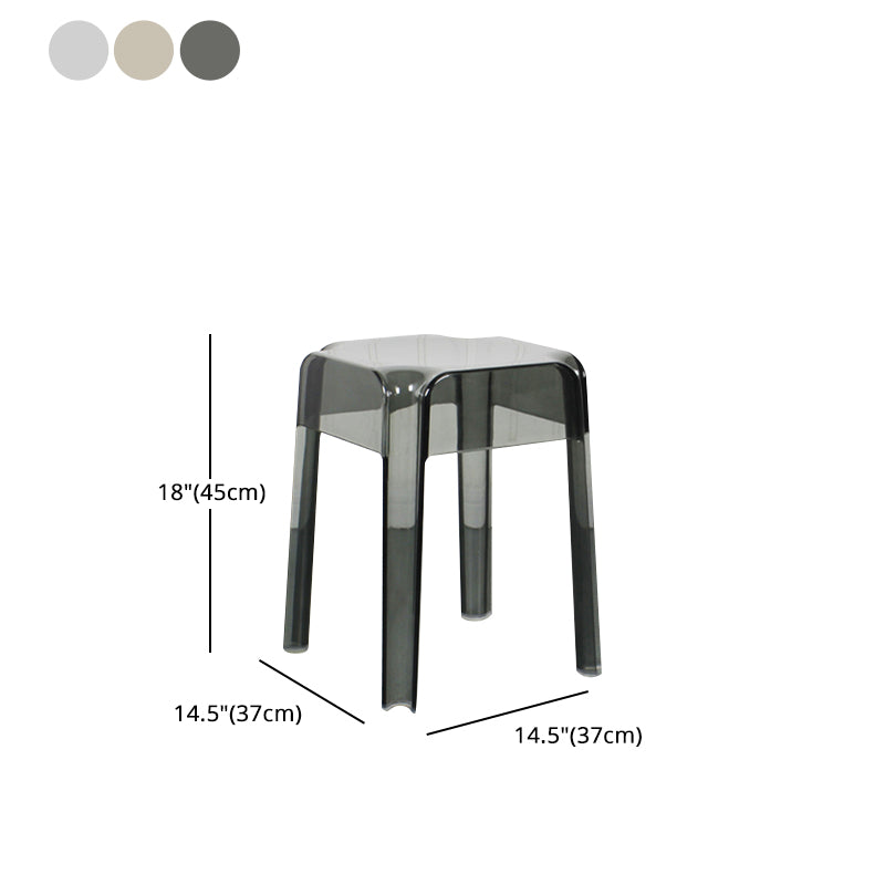 Taburete de bar de plástico sin respaldo moderno, reposapiés, taburete interior apilable cuadrado