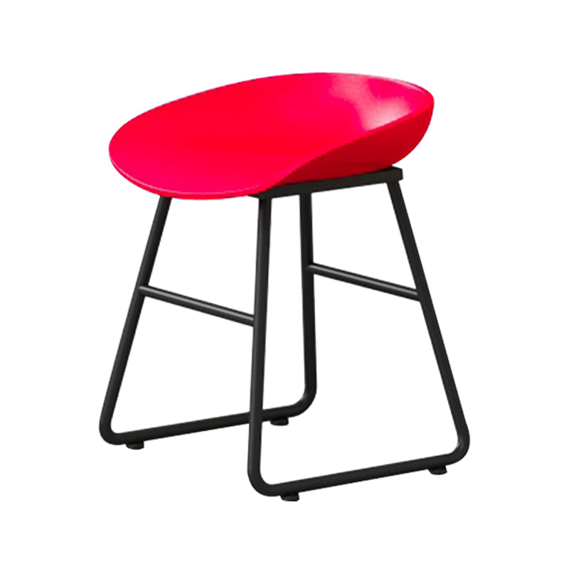Contemporary Bucket Counter Bar Stool Armless Plastic Bar Stool with Footrest, Iron Base