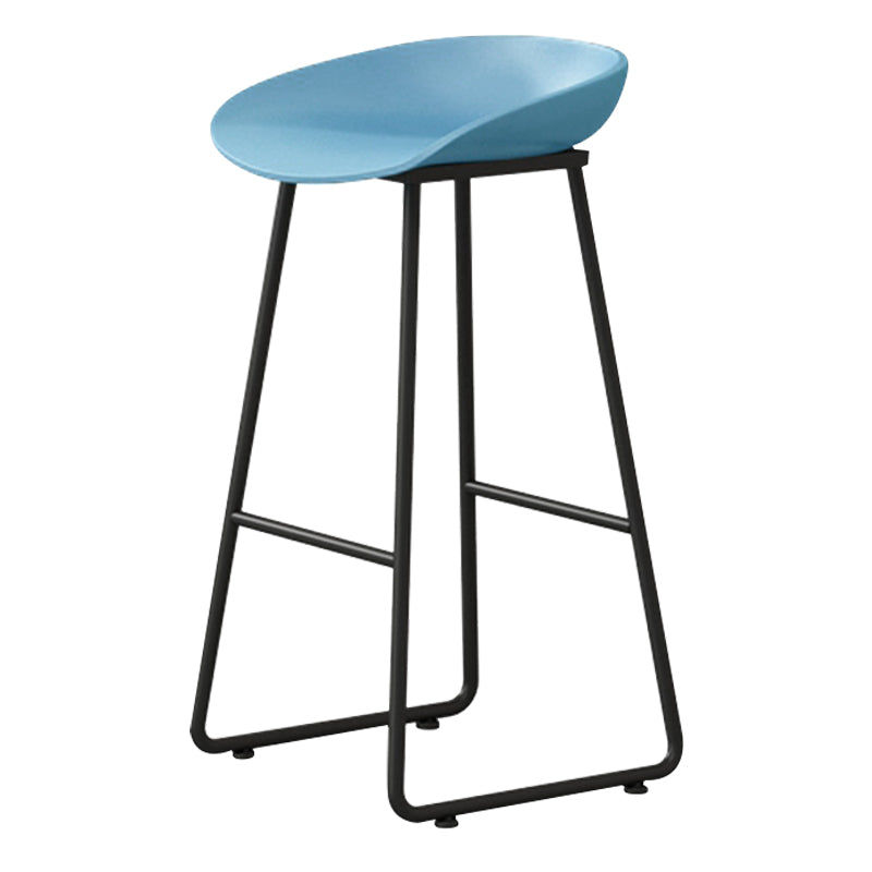 Contemporary Bucket Counter Bar Stool Armless Plastic Bar Stool with Footrest, Iron Base