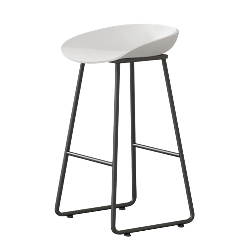 Contemporary Bucket Counter Bar Stool Armless Plastic Bar Stool with Footrest, Iron Base