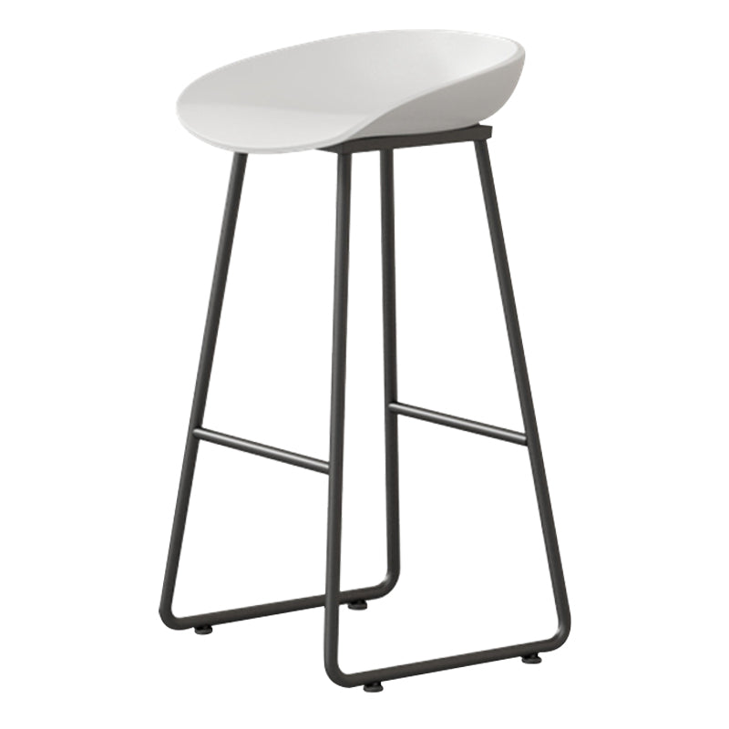 Contemporary Bucket Counter Bar Stool Armless Plastic Bar Stool with Footrest, Iron Base