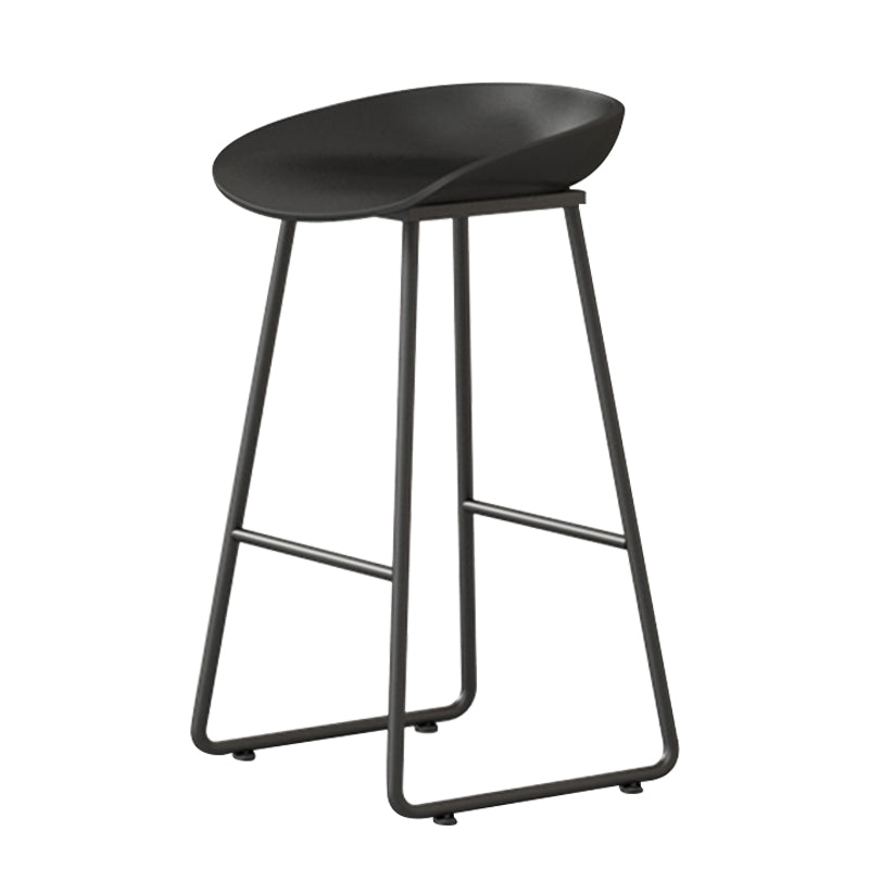 Contemporary Bucket Counter Bar Stool Armless Plastic Bar Stool with Footrest, Iron Base