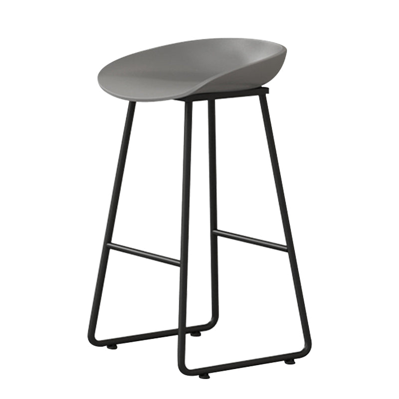 Contemporary Bucket Counter Bar Stool Armless Plastic Bar Stool with Footrest, Iron Base