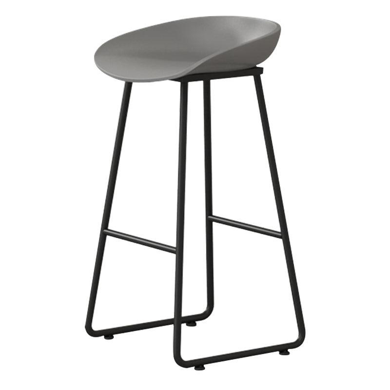 Contemporary Bucket Counter Bar Stool Armless Plastic Bar Stool with Footrest, Iron Base