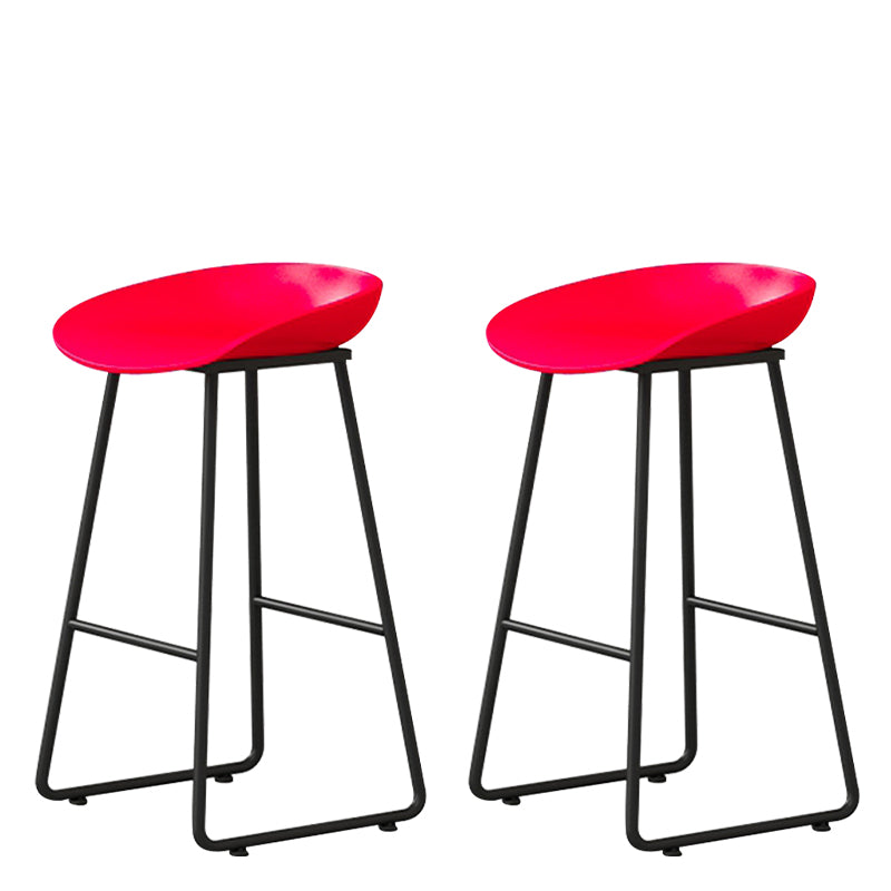 Contemporary Bucket Counter Bar Stool Armless Plastic Bar Stool with Footrest, Iron Base