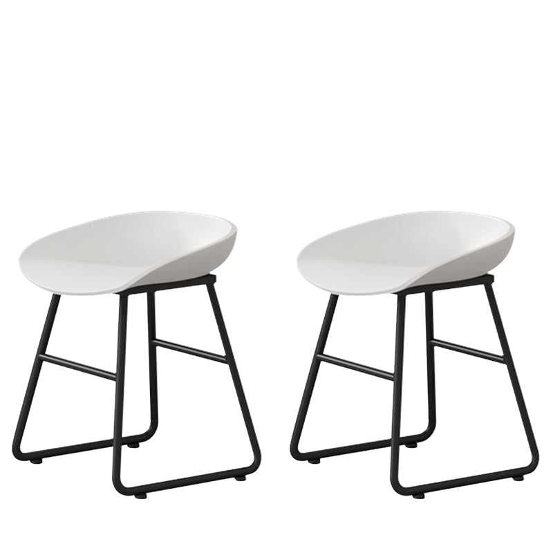 Contemporary Bucket Counter Bar Stool Armless Plastic Bar Stool with Footrest, Iron Base