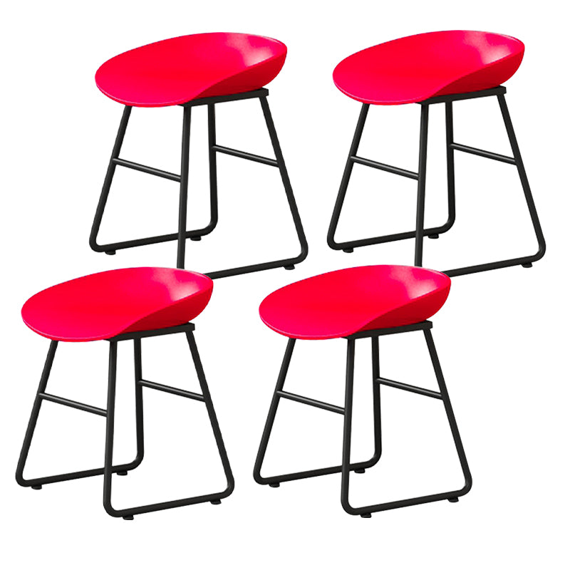 Contemporary Bucket Counter Bar Stool Armless Plastic Bar Stool with Footrest, Iron Base