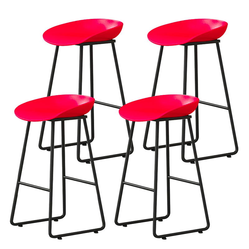 Contemporary Bucket Counter Bar Stool Armless Plastic Bar Stool with Footrest, Iron Base