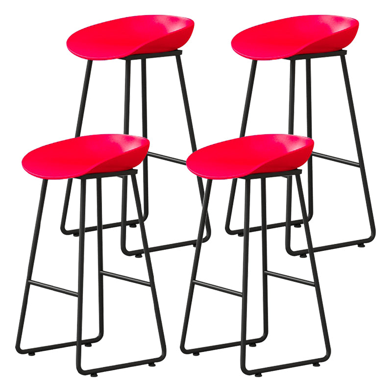 Contemporary Bucket Counter Bar Stool Armless Plastic Bar Stool with Footrest, Iron Base