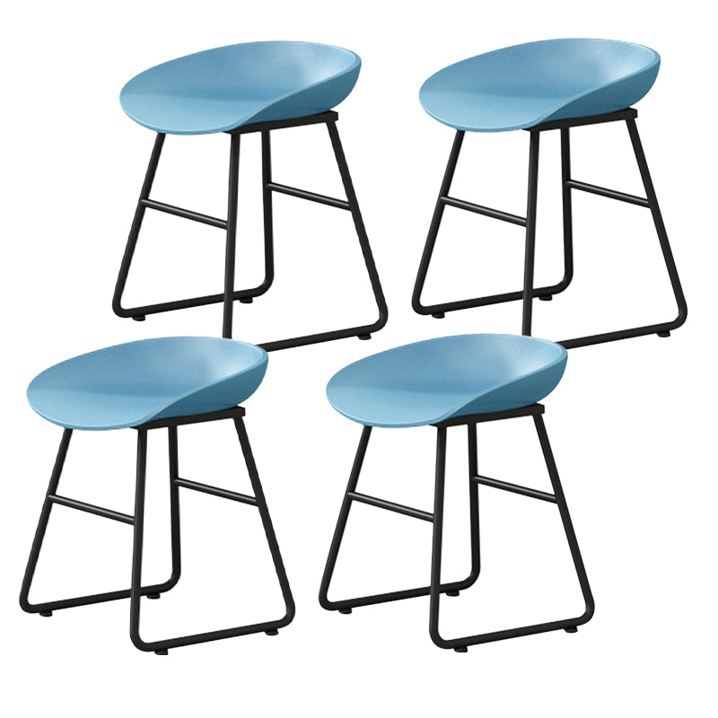 Contemporary Bucket Counter Bar Stool Armless Plastic Bar Stool with Footrest, Iron Base